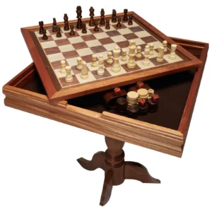 3-IN-1 Chess Checkers Backgammon Table Set